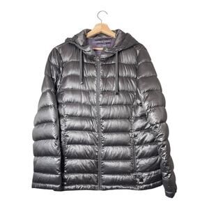 Andrew Marc Down Jacket Packable Silver Gray Size XXL Hood Duck Puffer Womens 2X